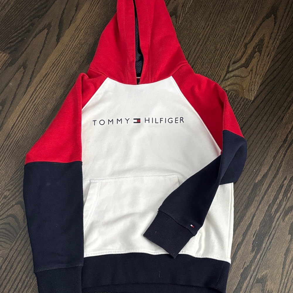 Tommy Hilfiger Red, Navy, and White kids/girls Hoodie small 8/10 - barely worn